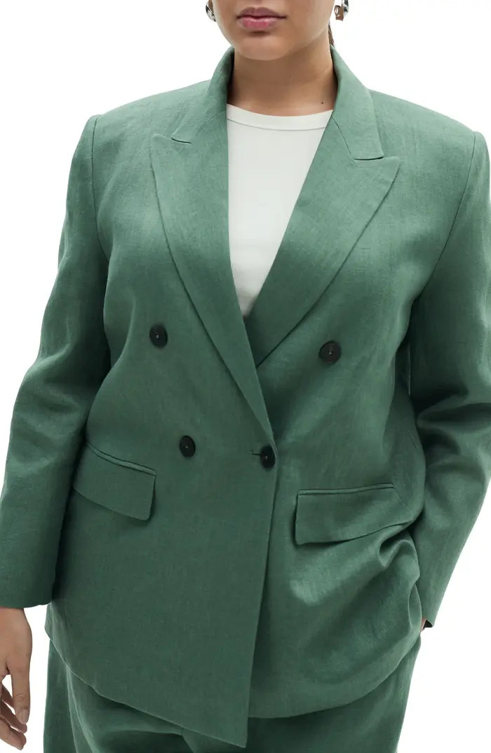 MANGO Double Breasted Linen Blazer | Nordstrom | Nordstrom