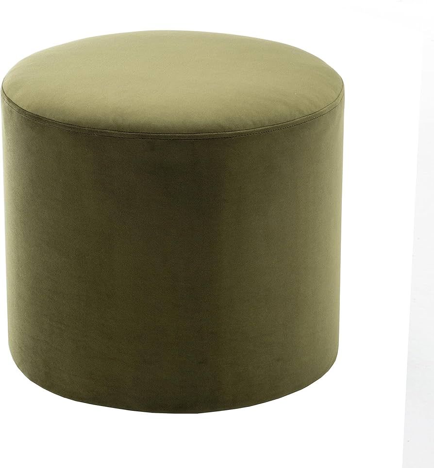 Wovenbyrd 19-Inch Wide Round Pouf Ottoman Footstool, Sage Green Velvet | Amazon (US)