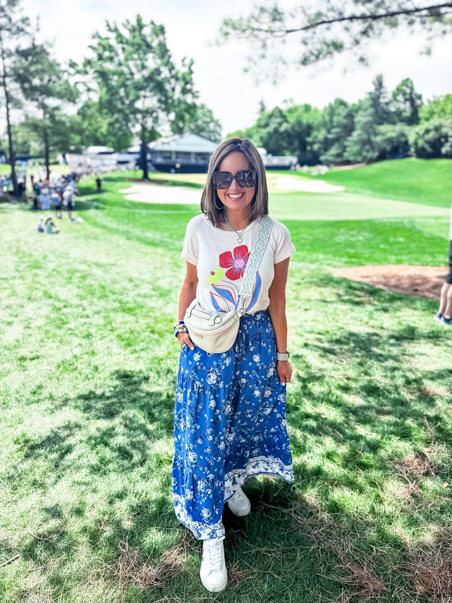 Golf tournament outfit -
Anthropologie tee on sale - size down if in between 
Skirt - true to size 

#LTKFindsUnder50 #LTKSaleAlert #LTKStyleTip