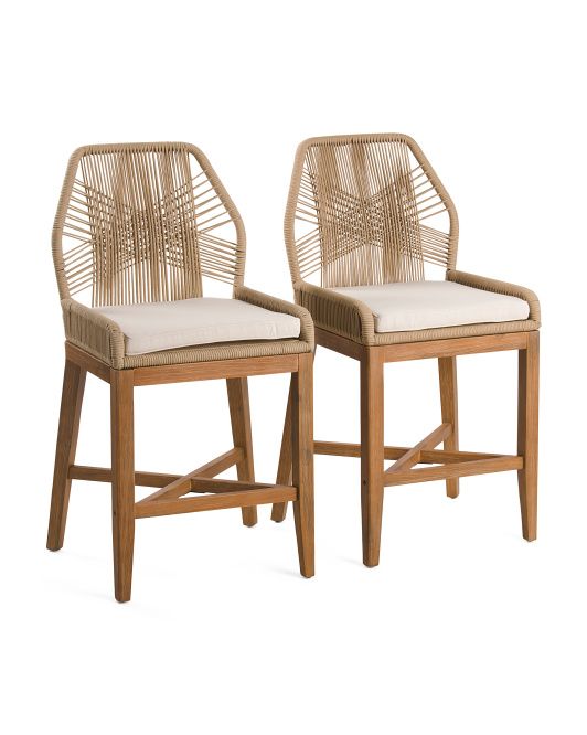 Set Of 2 Rope Crossweave Counter Stools With Cushion | Chairs & Seating | Marshalls | Marshalls