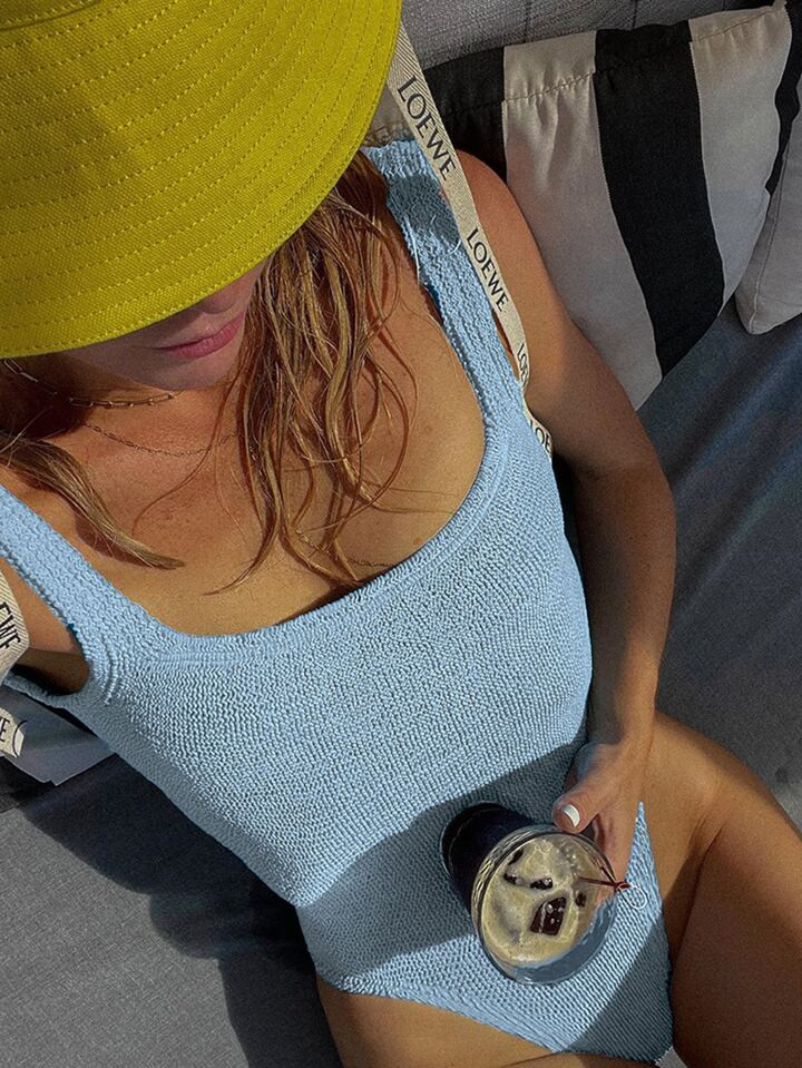 Women's Solid Color Sport One Piece Swimsuit Candy Color Textured Fabric Swimsuit Sexy Backless S... | SHEIN