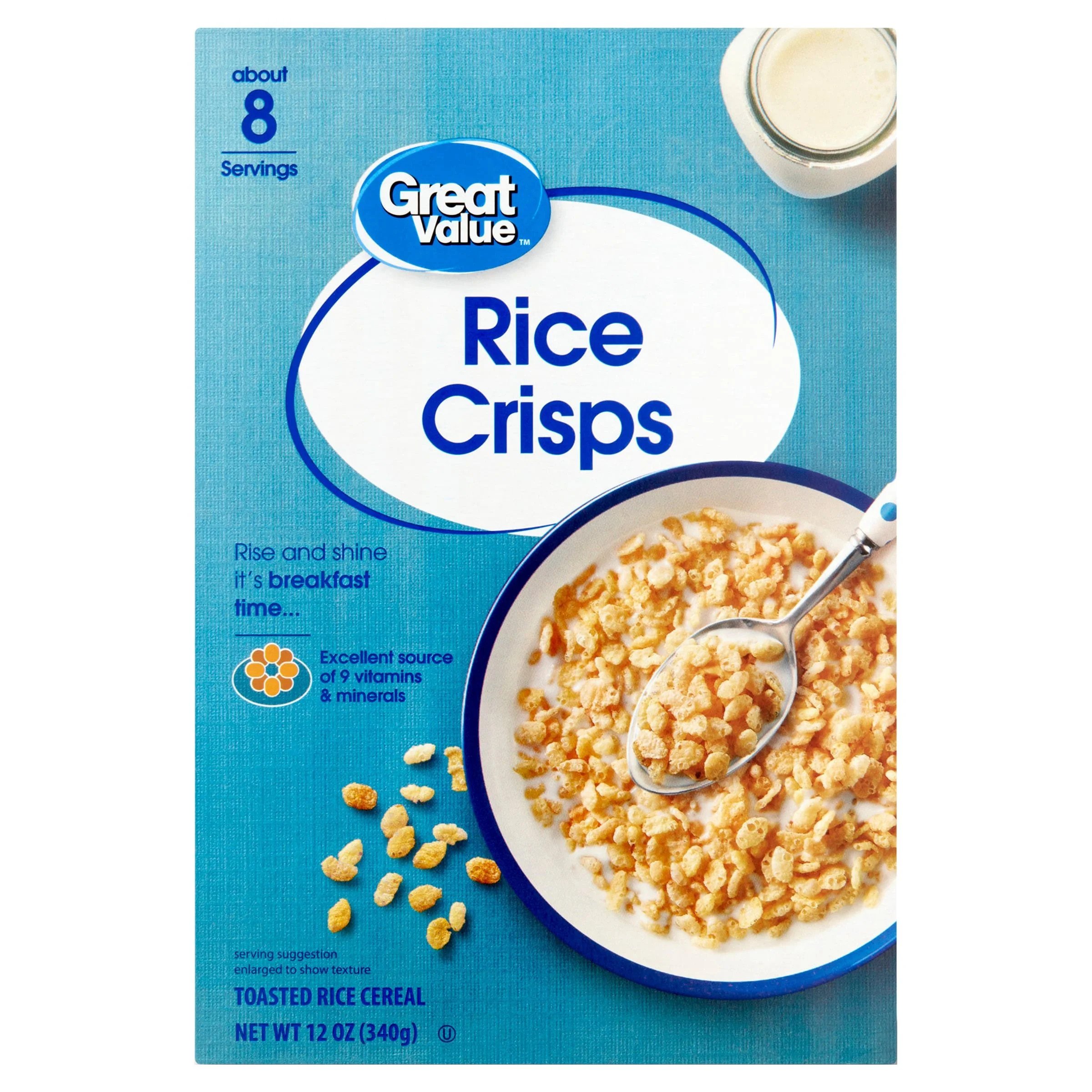 Great Value Toasted Rice Crisps Breakfast Cereal, 12 oz | Walmart (US)