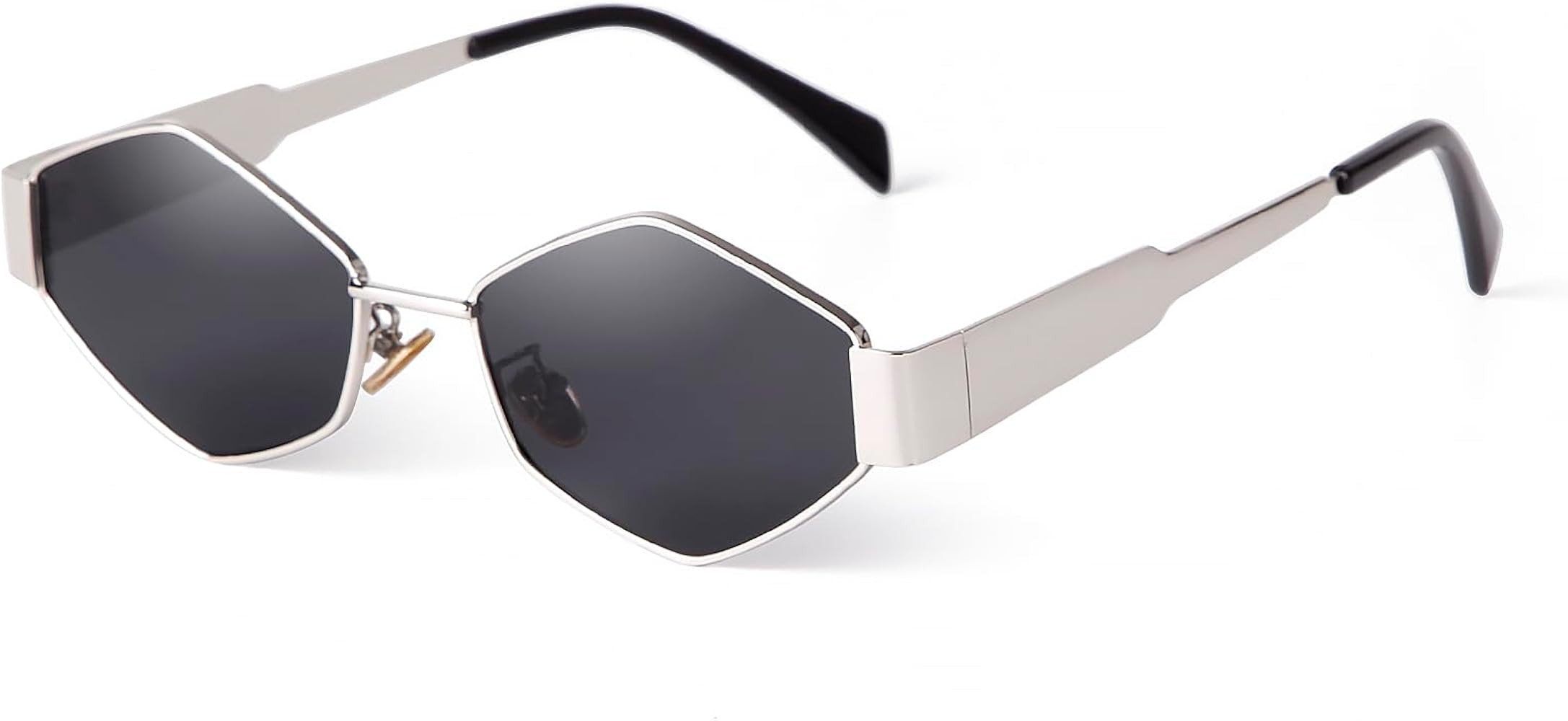 ADE WU Hexagon Sunglasses for Women Vintage Gold Geometric Shades in Metal Frame | Amazon (US)