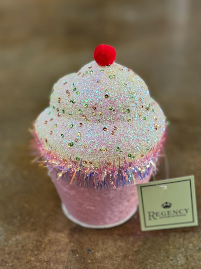Sprinkles Tinsel Cupcake Ornament, 7" H, Perfect for Wreaths, Centerpieces, Swags, Garlands, Chri... | Etsy (US)