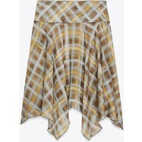 Zara - Plaid Midi Skirt - Women - Khaki - Women | Zara US