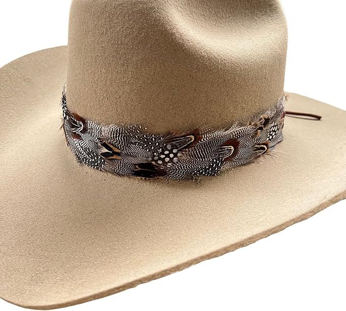 Western Feather Cowboy Hat Band for Men Women Natural Feather Spotted Eagle | Amazon (US)