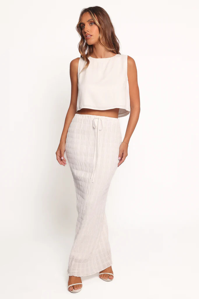 Charlotte Textured Maxi Skirt - White | Petal & Pup (US)