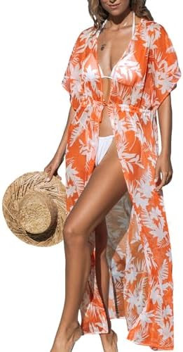 CUPSHE Kimono Swimsuit Coverup for Women Open Front Striped Maxi Cardigan Beach Cover Up | Amazon (US)