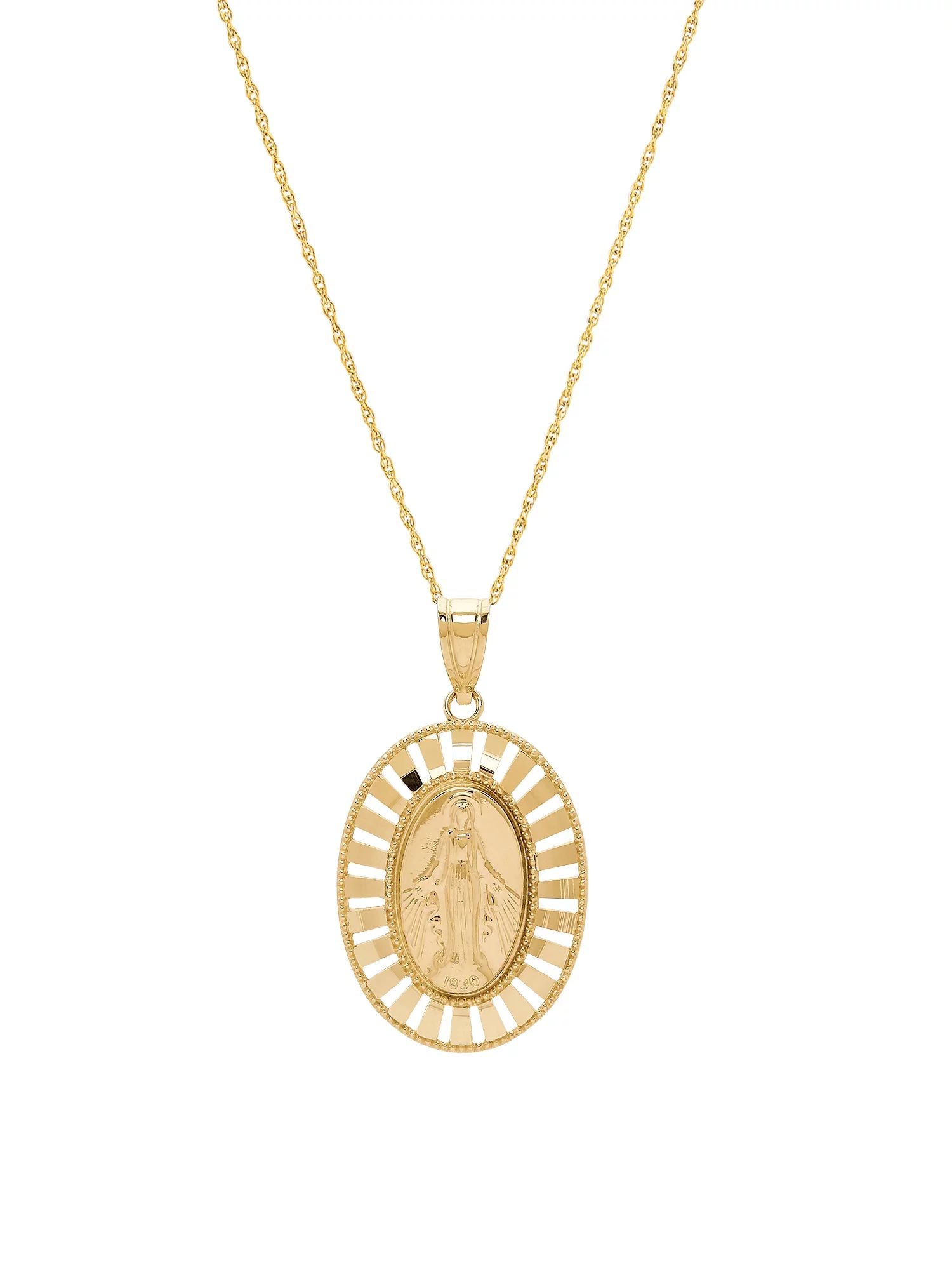 Brilliance Fine Jewelry 10K Yellow Gold Mary in Oval Pendant Necklace,18" | Walmart (US)