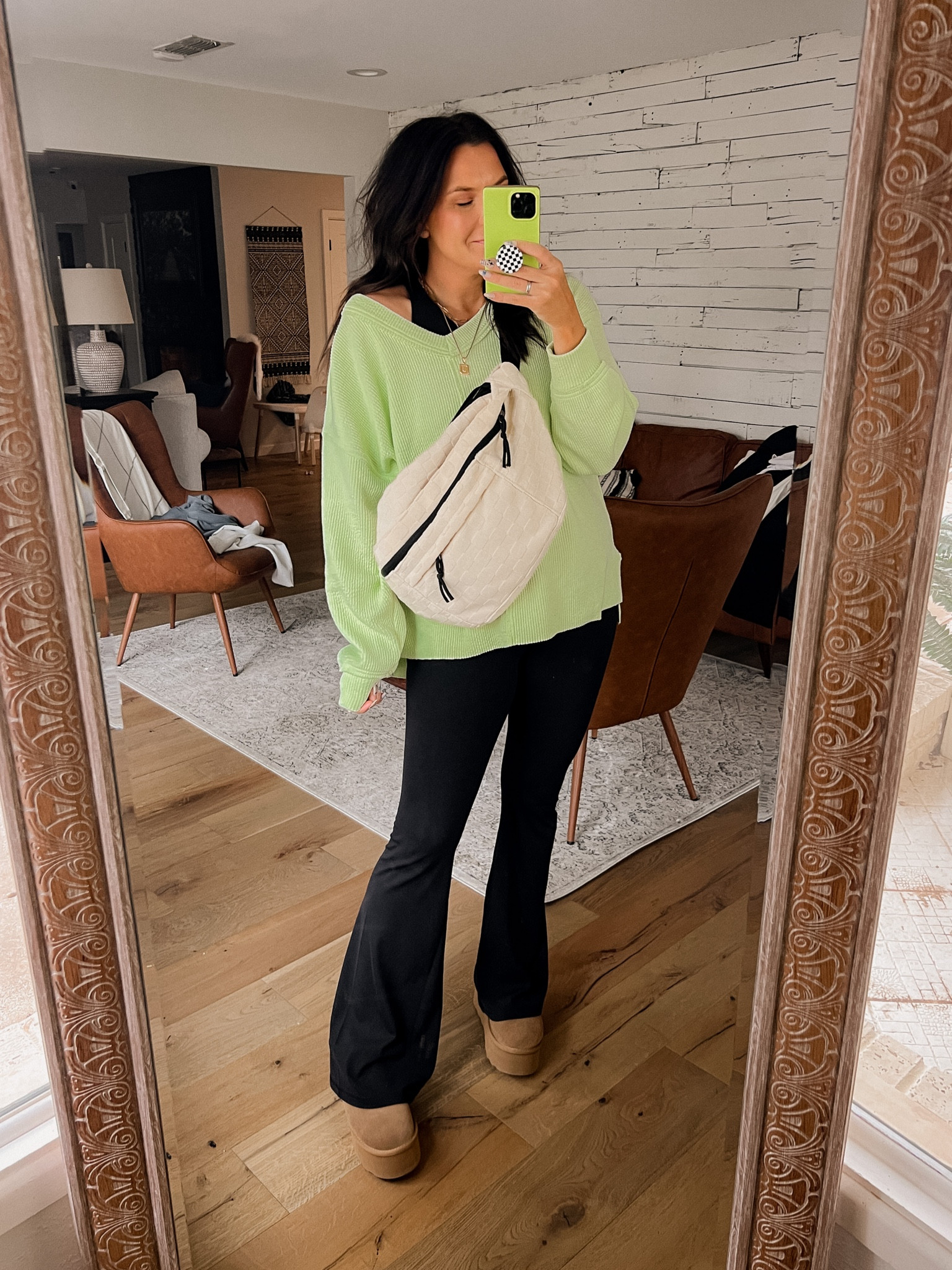 Aerie casual outfit. Lounge outfit  
Sweater: Large
Flares: Large/Long
Bra: Large

#LTKunder50 #LTKstyletip #LTKsalealert