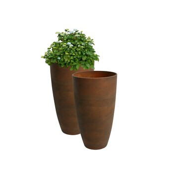 Algreen Products 2-Pack Round 11.5-in W x 20-in H Brown Plastic Indoor/Outdoor Planter | Lowe's