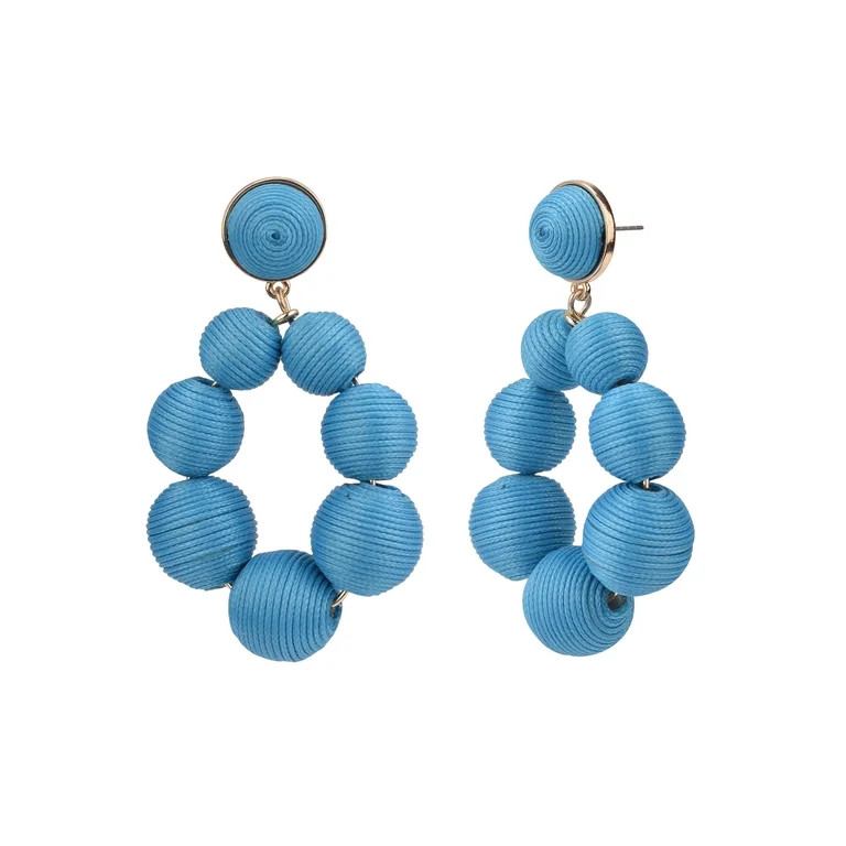 Time and Tru Women's Blue Thread Ball Drop Earring | Walmart (US)