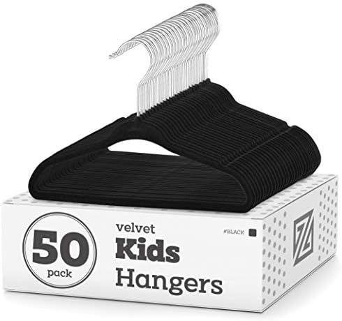 ZOBER Premium Kids Velvet Hangers (14” Inch - 50 Pack) Non-Slip Junior Hangers, Ultra-Slim Spac... | Amazon (US)