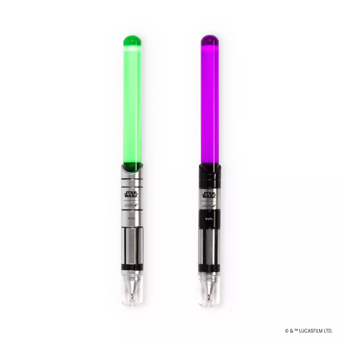 Yoobi Star Wars Writing Set 2pk Green & Purple Lightsaber | Target