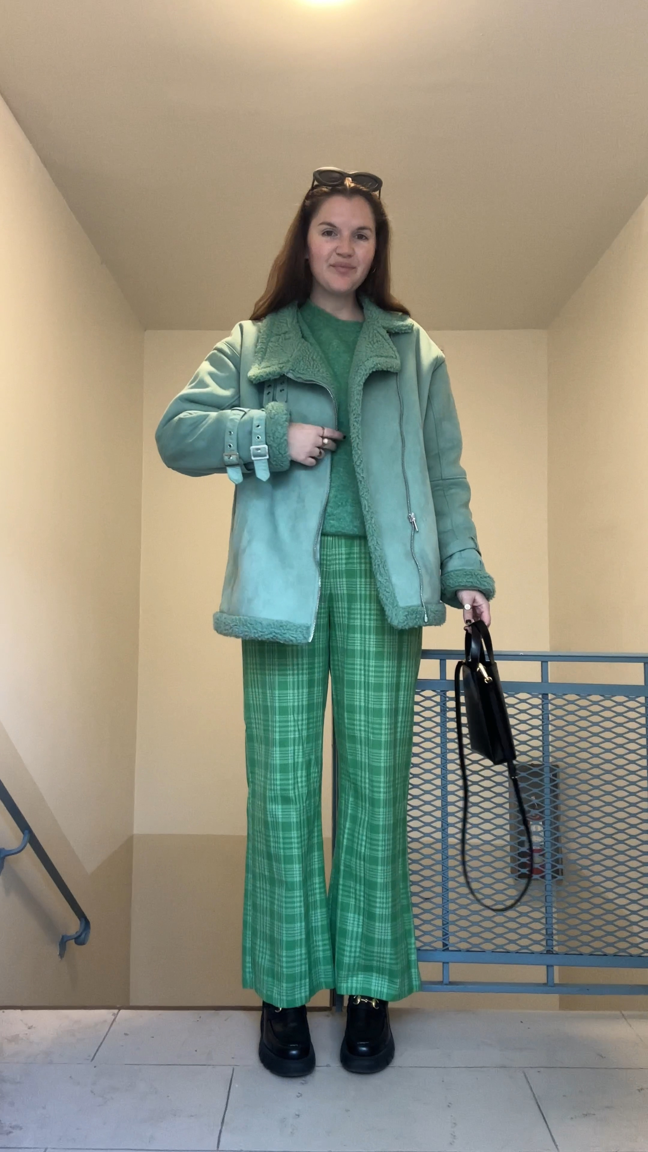 new arrivals from sezane, fall / winter, sezane paris mohair and merino wool long-sleeve jumper, louise meadow green sweater, long sleeve, ASOS DESIGN grandad suit blazer in green check, ASOS DESIGN straight ankle suit pants in green check, matching set, wear to work, office outfit, fall / winter, mint shearling moto jacket, Marni Museo Nano leather tote bag, Farfetch, on sale now, designer handbag, crossbody, fall / winter, black and neutral, gold jewelry from Amazon (hoop earrings, rings), colorful clothing, gucci Romance Horsebit-chain chunky-sole leather loafers

#LTKfindsunder100 #LTKstyletip #LTKfindsunder50