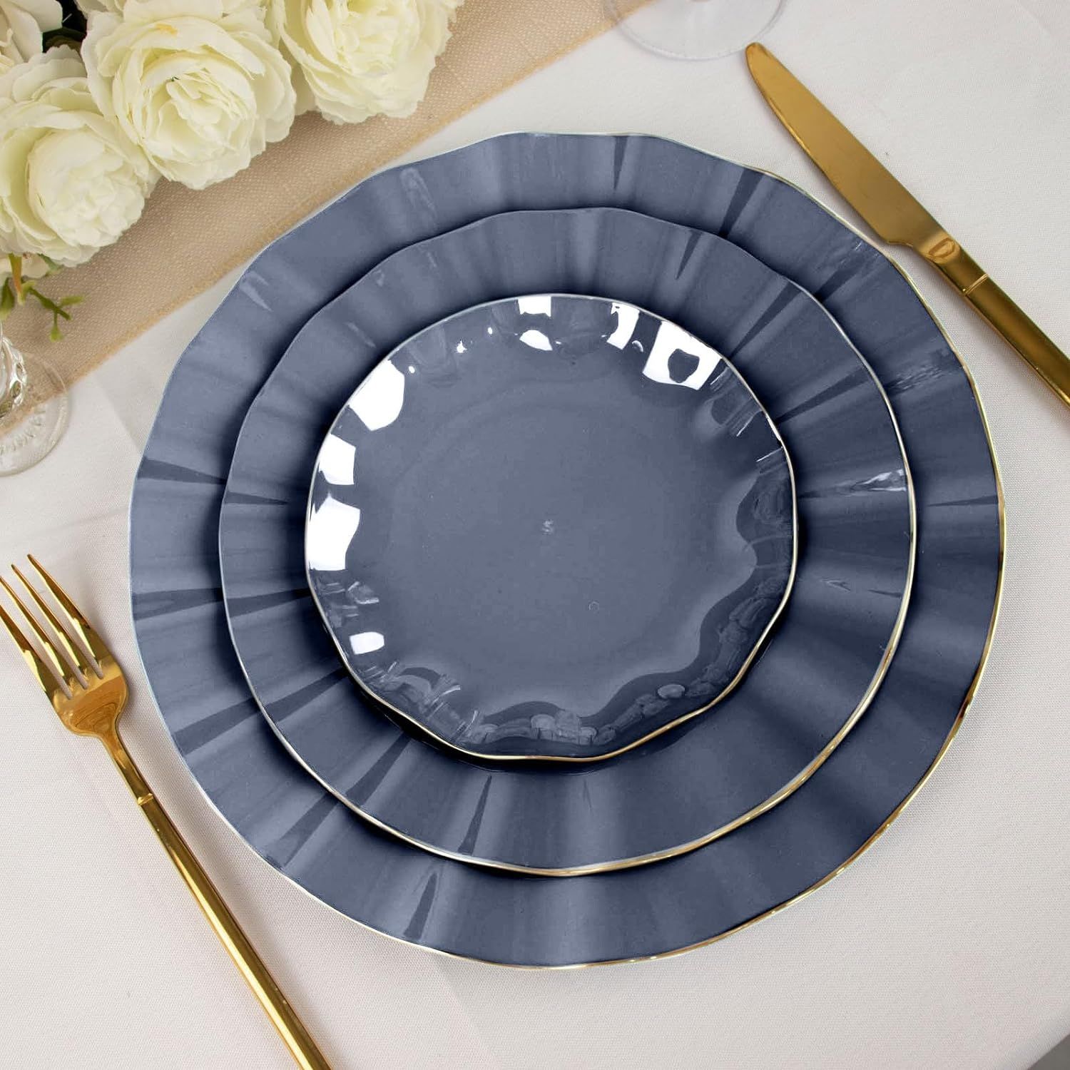 Efavormart 10 Pack | Navy Blue 6" Round Plastic Dessert Salad Plates, Disposable Appetizer Plates... | Amazon (US)