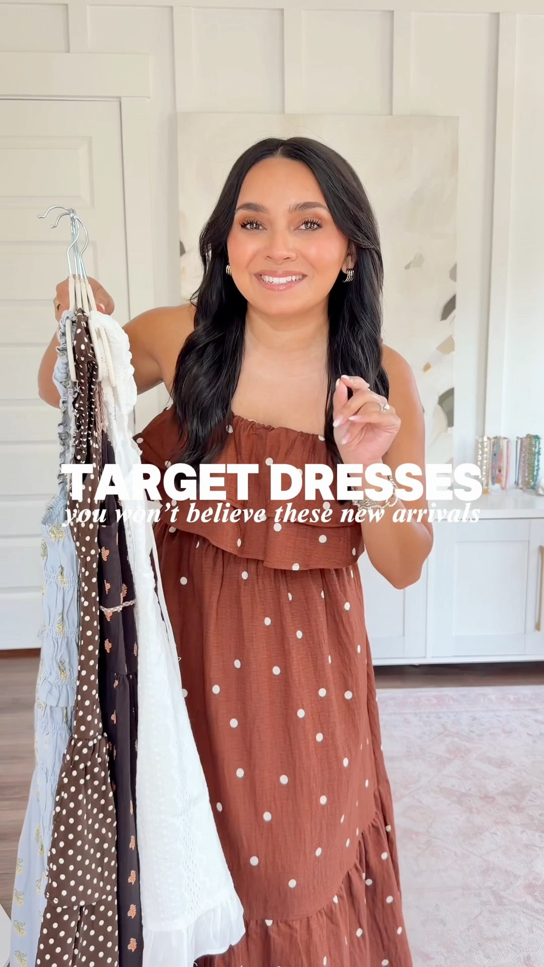Target Dresses!
For reference: I’m 5’0, petite, 32b bra size, and 2/26 in bottoms, pear shaped. 
*Everything I share is unaltered! TTS means true to size. Between size 5-6.5 in shoes

Brown polka dot dress size xs TTS
Clear heels size 5 TTS

Blue floral dress size xs TTS
Clear heels size 5 TTS

Denim dress size xxs TTS
Tan wedges size 5 TTS

Brown printed dress size xs TTS
Clear heels size 5 TTS

Green halter dress size xs TTS
Clear heels size 5 TTS

White dress size xxs TTS
Tan heels size 5 TTS

Spring outfits 2026
Country concert outfits
Spring dresses
Date night outfits
Vacation outfits beach
Resort wear 2026
Mothers day
Graduation gues t

#LTKgrwm #LTKSaleAlert #LTKPetite