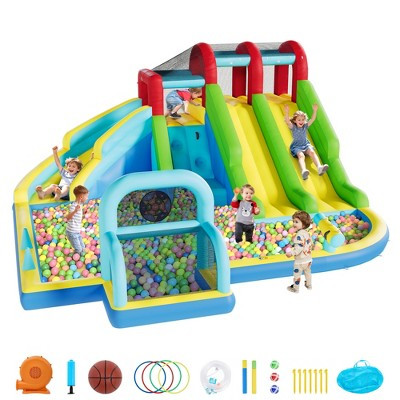 Inflatable Bounce House, 3 Water Slide Bounce House, Bouncy Castle with Blower for Kids, Indoor Outdoor Play Center for Backyard Party & Family Fun | Target