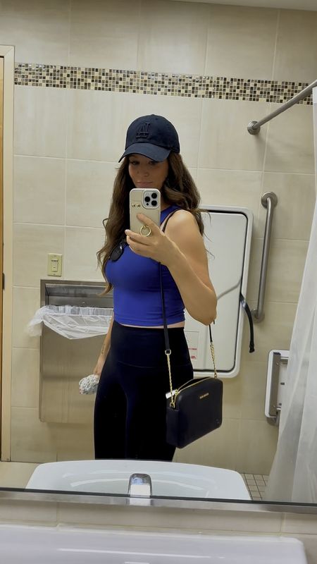 My “uniform” when doing anything athletic. The top is double lined and no need to wear a bra! It feels like a bathing suit material so it wicks away moisture. I have it in every color. It’s cropped so I wear it with high waisted leggings. They’re great to wear with skirts too! 

#LTKFitness #LTKitbag #LTKtravel
