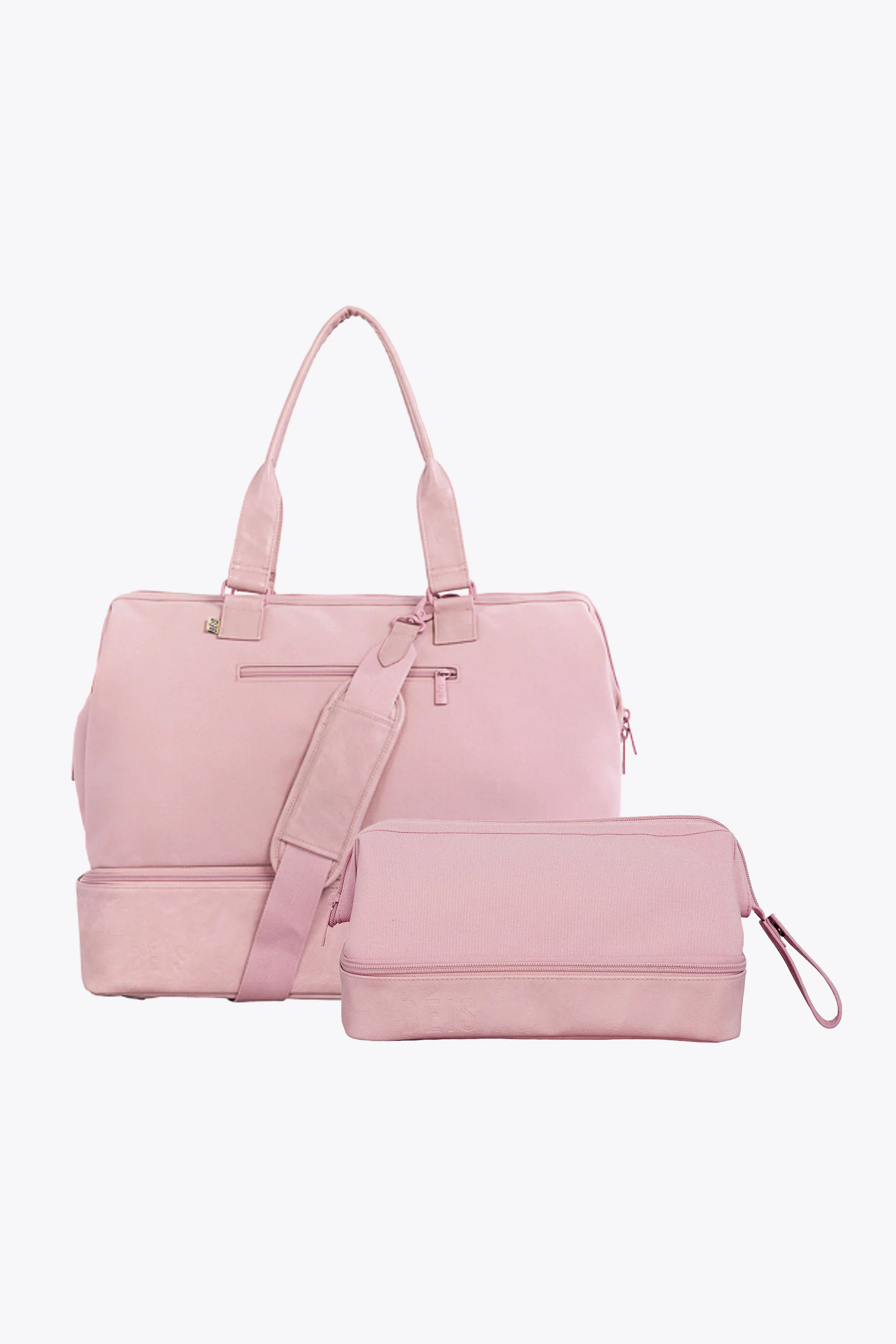 BÉIS ' The Weekend Travel Set" in Atlas Pink - Weekender Bag + Dopp Kit Bundle in Pink | BEIS