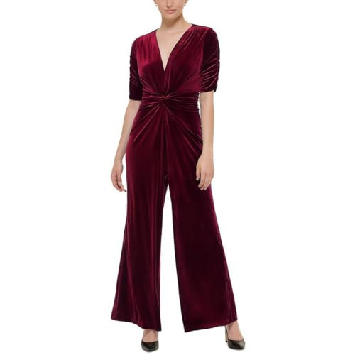 Vince Camuto Womens Velvet Knot Front Jumpsuit Red 14 | Amazon (US)