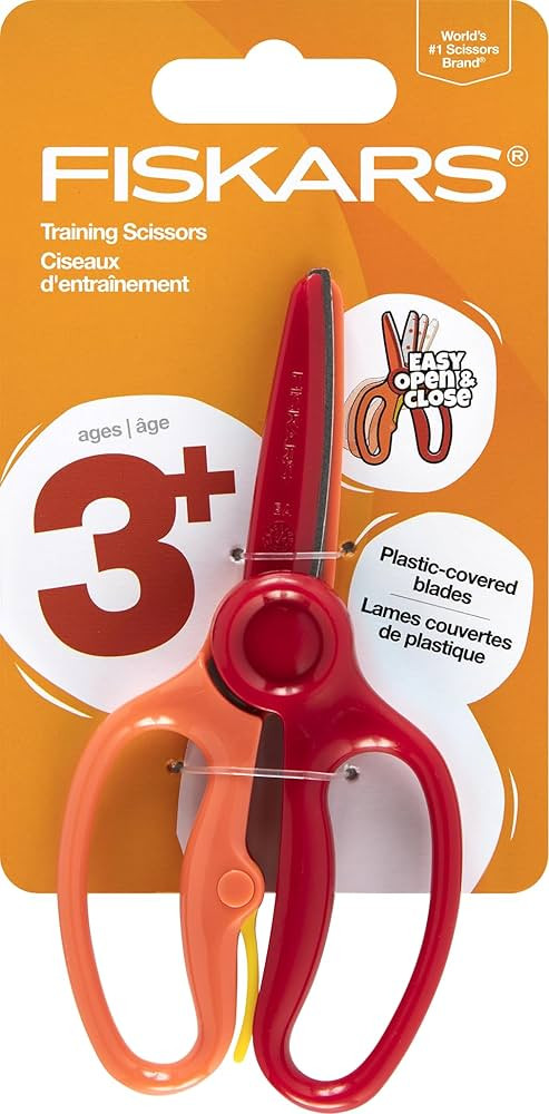 Fiskars Training Scissors for Preschoolers Ages 3+, Small Kids Safety Scissors with Training Leve... | Amazon (US)