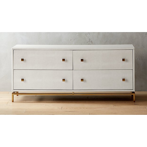 Ivory Shagreen Embossed Low Dresser | CB2