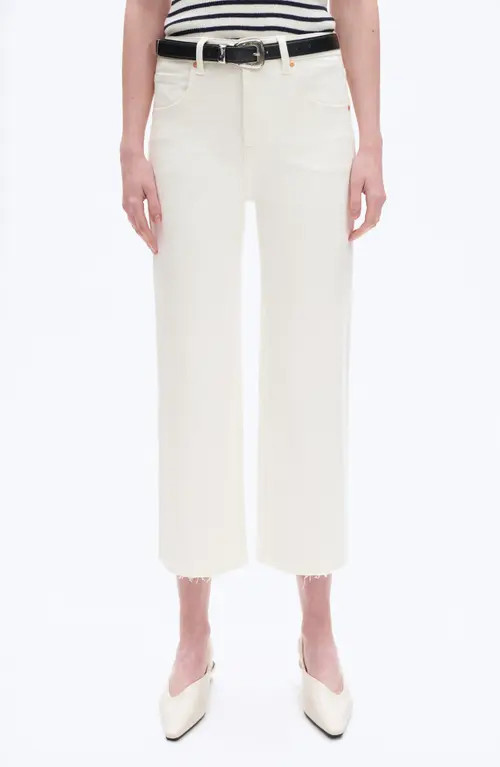 Bayeas High Waist Raw Hem Wide Leg Jeans in White at Nordstrom, Size 29 | Nordstrom