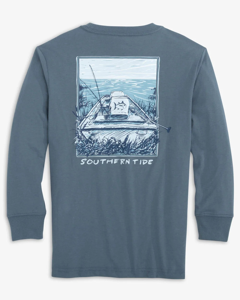 Kids Jon Boat Fishing Long Sleeve T-Shirt | Southern Tide