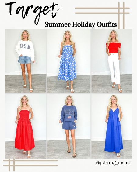 Summer holiday outfits from Target! Wear these red, white and blue outfits to a bbq, watching fireworks, to the lake or beach, a party or on vacation. Feel festive without over doing it and wear these outfits all summer long! 

#LTKFindsUnder50 #LTKStyleTip