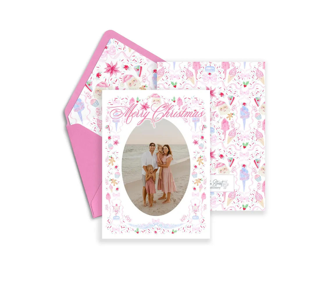 Merry Christmas Sugarplum Candies Photo Christmas Card, Grandmillennial, Editable, Printable, Wat... | Etsy (US)