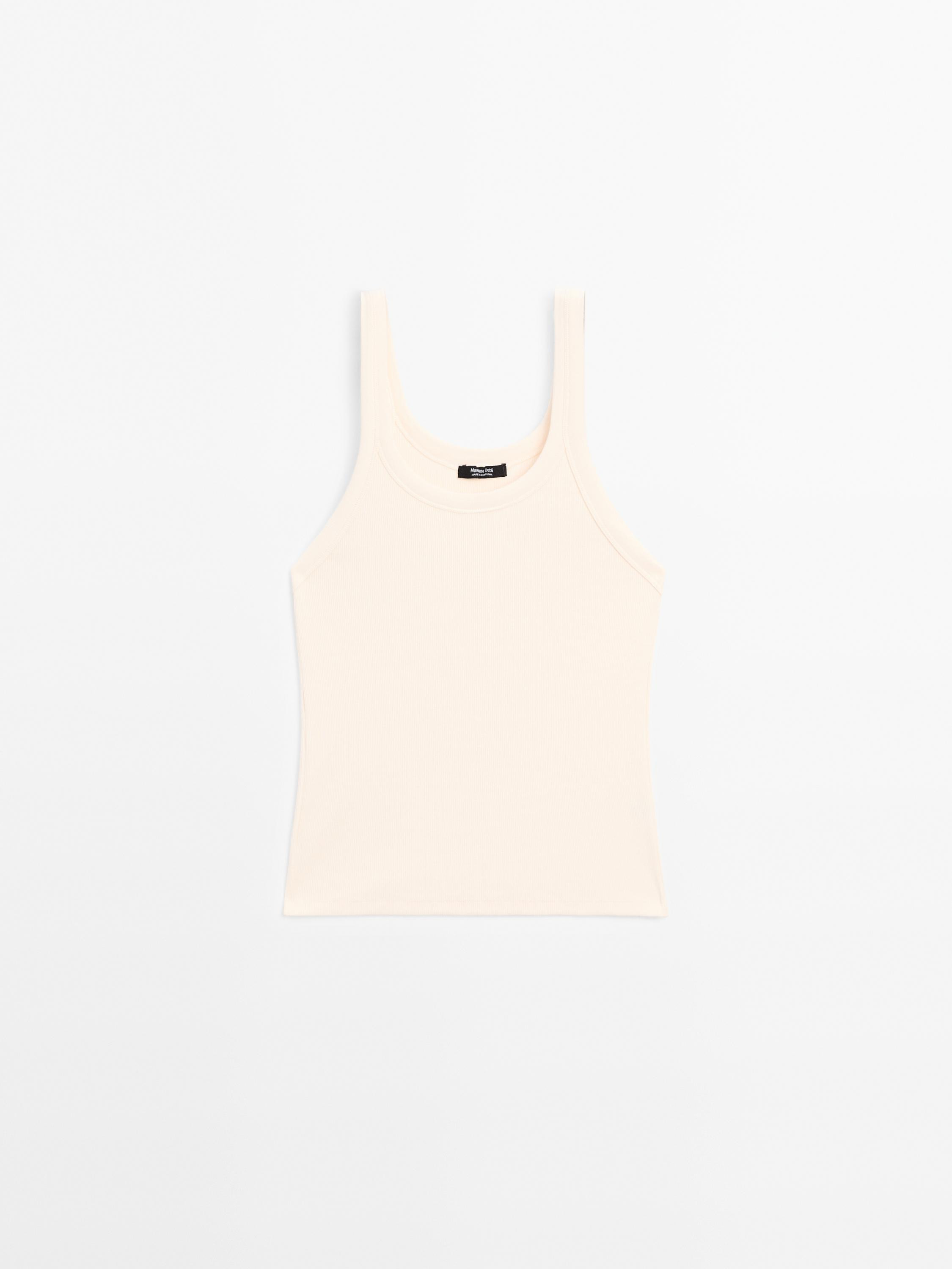 Top aus Baumwollmischgewebe mit Rundausschnitt | Massimo Dutti DE