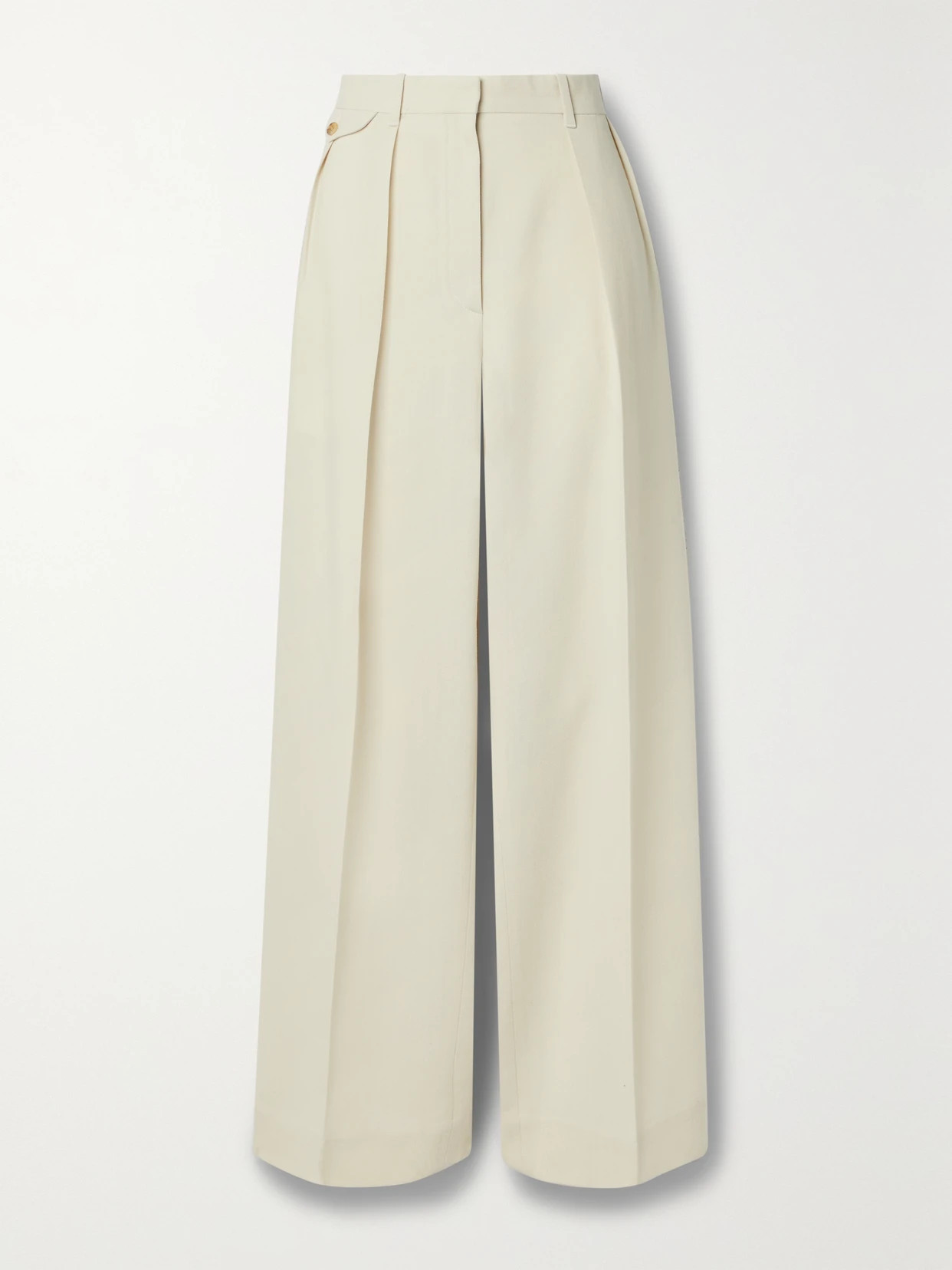 The Row - Marcelina Pleated Wool And Silk-blend Wide-leg Pants - Off-white | NET-A-PORTER (US)