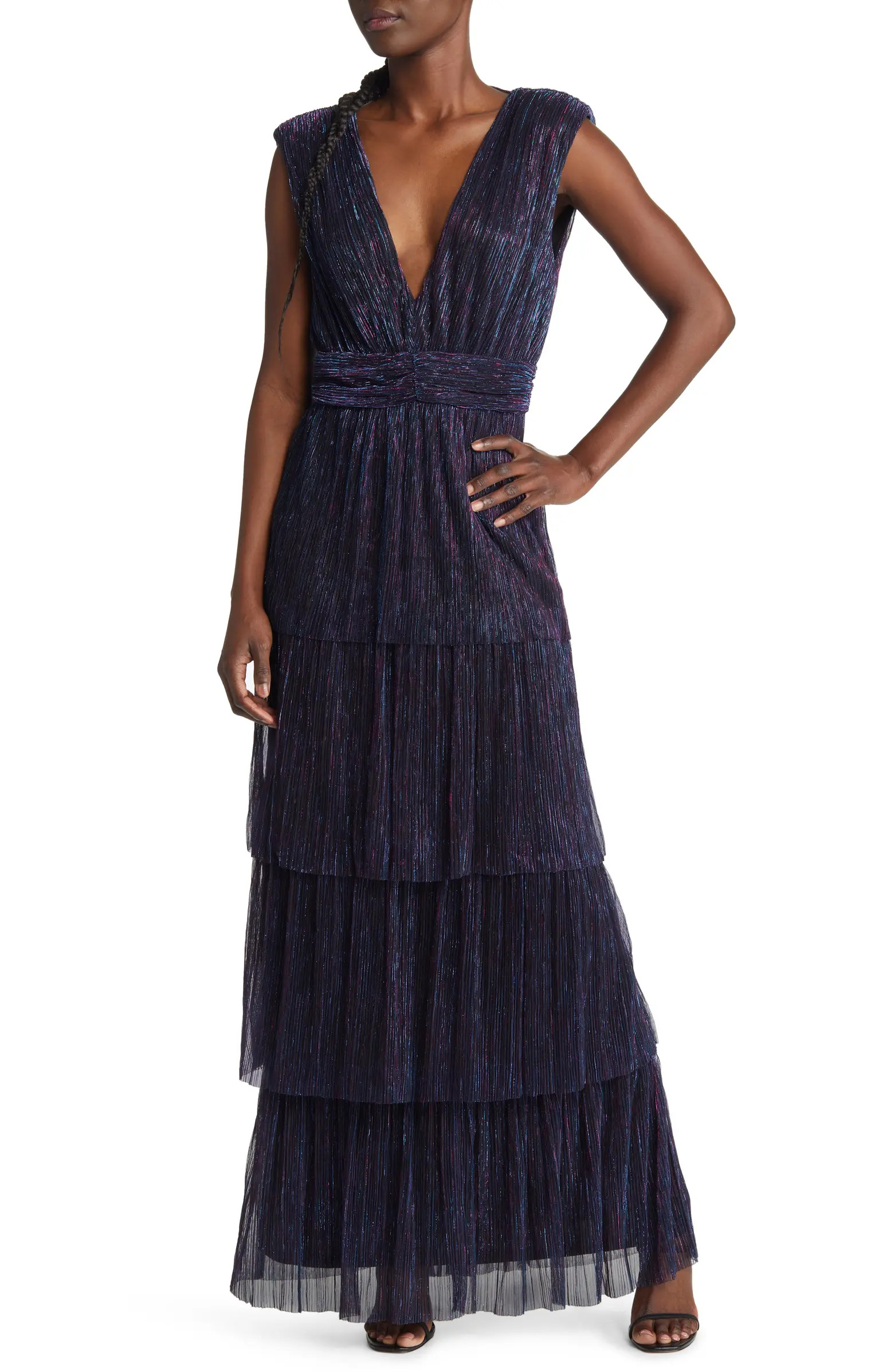 WAYF Valentina Metallic Tiered Gown | Nordstrom | Nordstrom