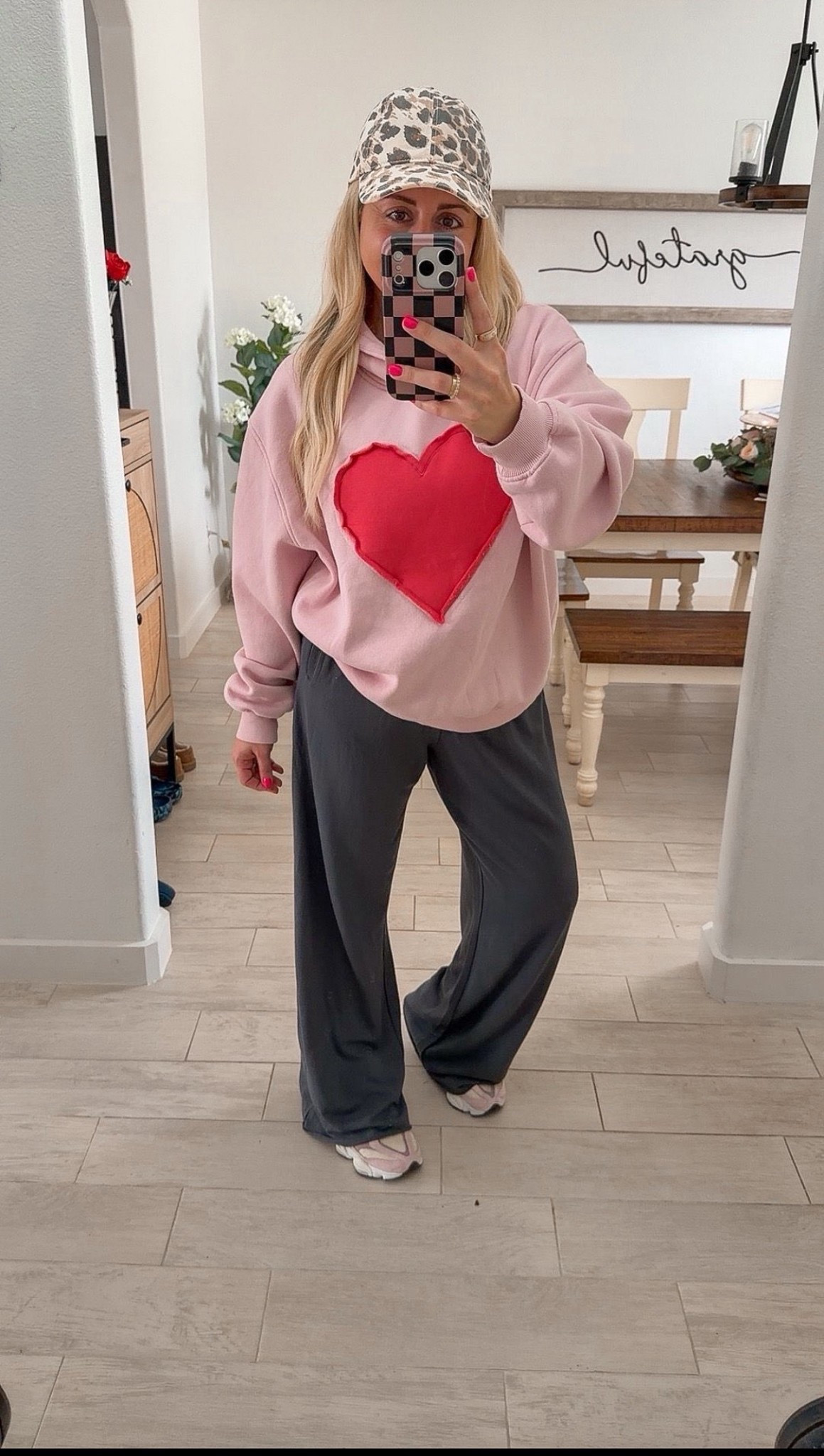 Comfy cute outfit
Heart hoodie med and so soft!
Wide leg sweatpants m
New balance sneakers 

#LTKootd #LTKFindsUnder50 #LTKFindsUnder100