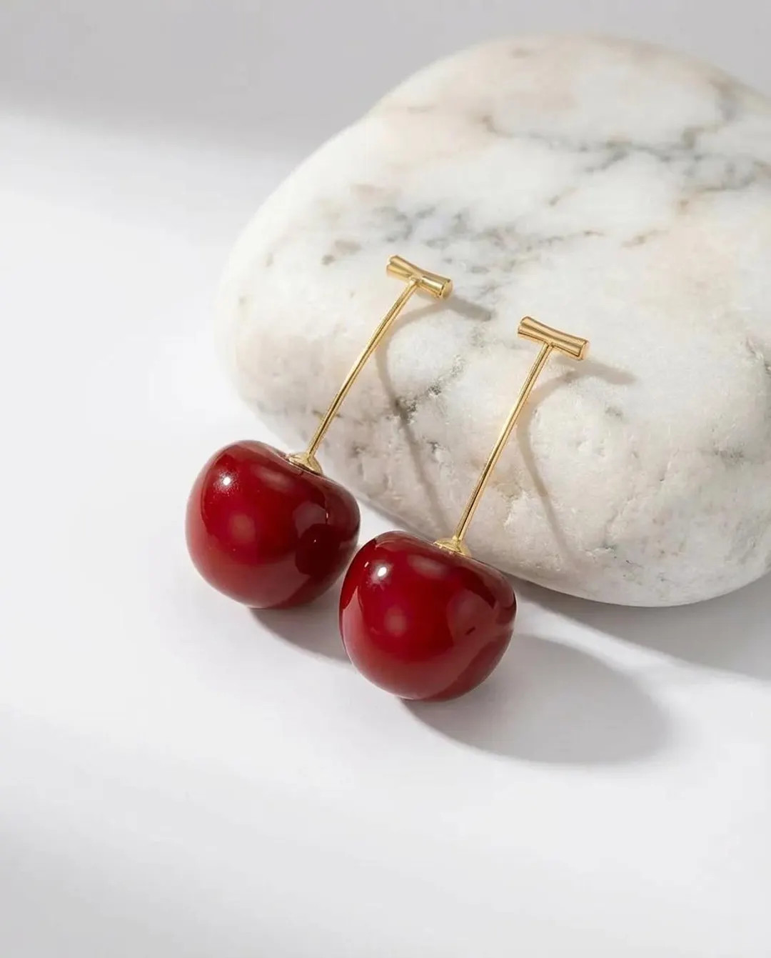 Red Cherry Earrings, Fruit Earrings, Cherry Earrings, Cherry Dangle Gold Earrings, Gift for her | Etsy (US)