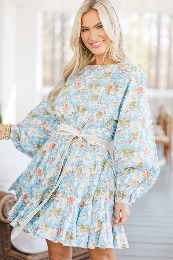 Stay Close Light Blue Floral Dress | The Mint Julep Boutique