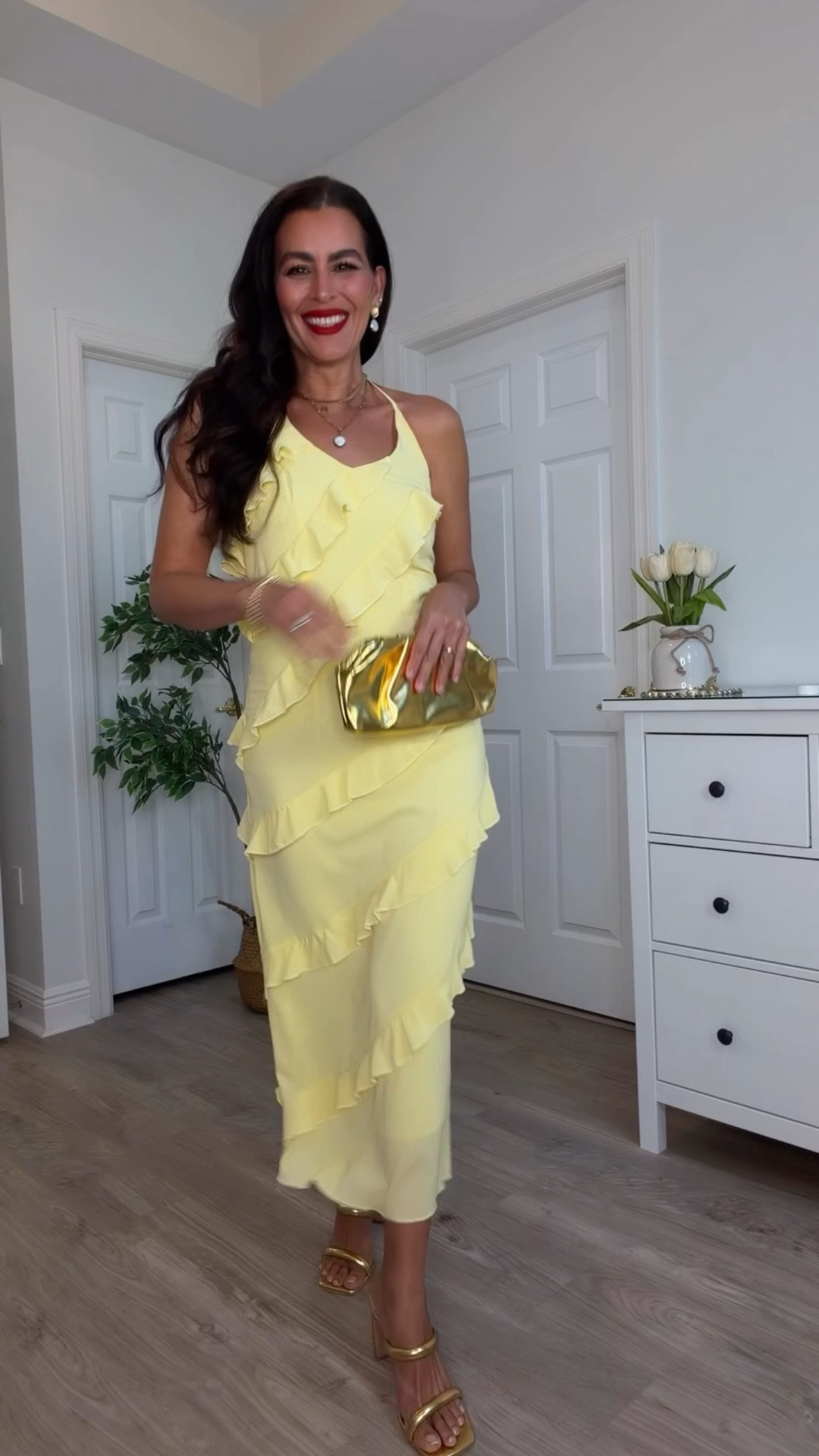 Scroll to shop! Size s in dress, comes in so many colors. Lipstick is the mvp

#LTKWedding #LTKOver40 #LTKSpringSale