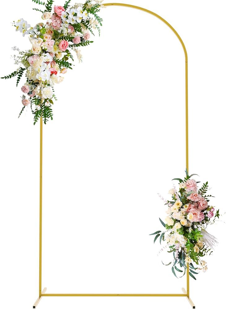 Wokceer 7.2 FT Wedding Arch Backdrop Stand • Square Arch • Gold Metal Arch Backdrop Stand •... | Amazon (US)
