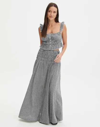Check Ruched Maxi Skirt in Gingham | Glassons | Glassons (NZ)