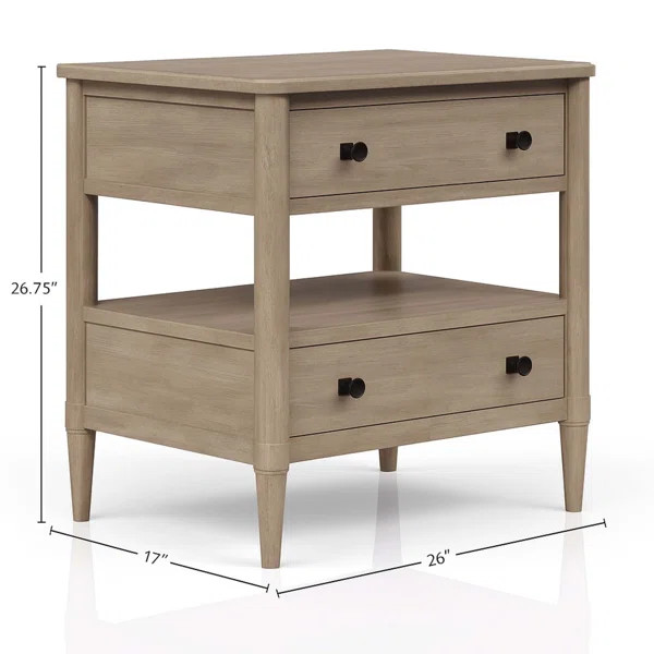 Open Nightstand Sand Finish With 2 Drawers | Wayfair North America