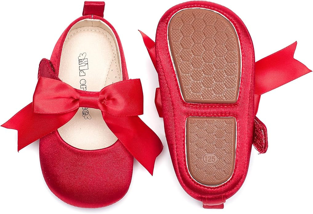Kiderence Baby Girls Prewalker Mary Jane Flats Bowknot Princess Dress Shoes (Infant/Toddler) | Amazon (US)