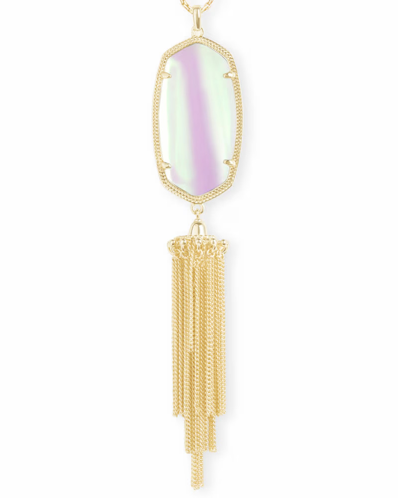 Rayne Gold Long Pendant Necklace in Dichroic Glass | Kendra Scott