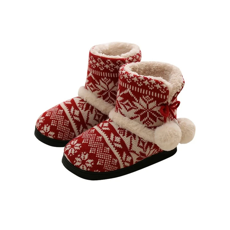Audeban Women's Comfort Knit Bootie Slippers Soft Cozy Memory Foam Plush Faux Plush Lining Slip o... | Walmart (US)