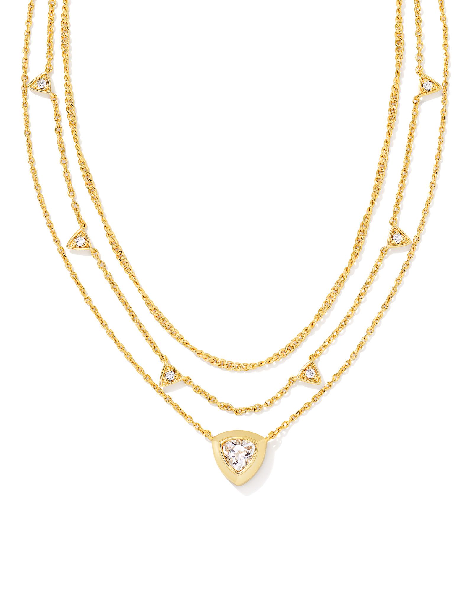 Arden Gold Multi Strand Necklace in White Crystal | Kendra Scott | Kendra Scott