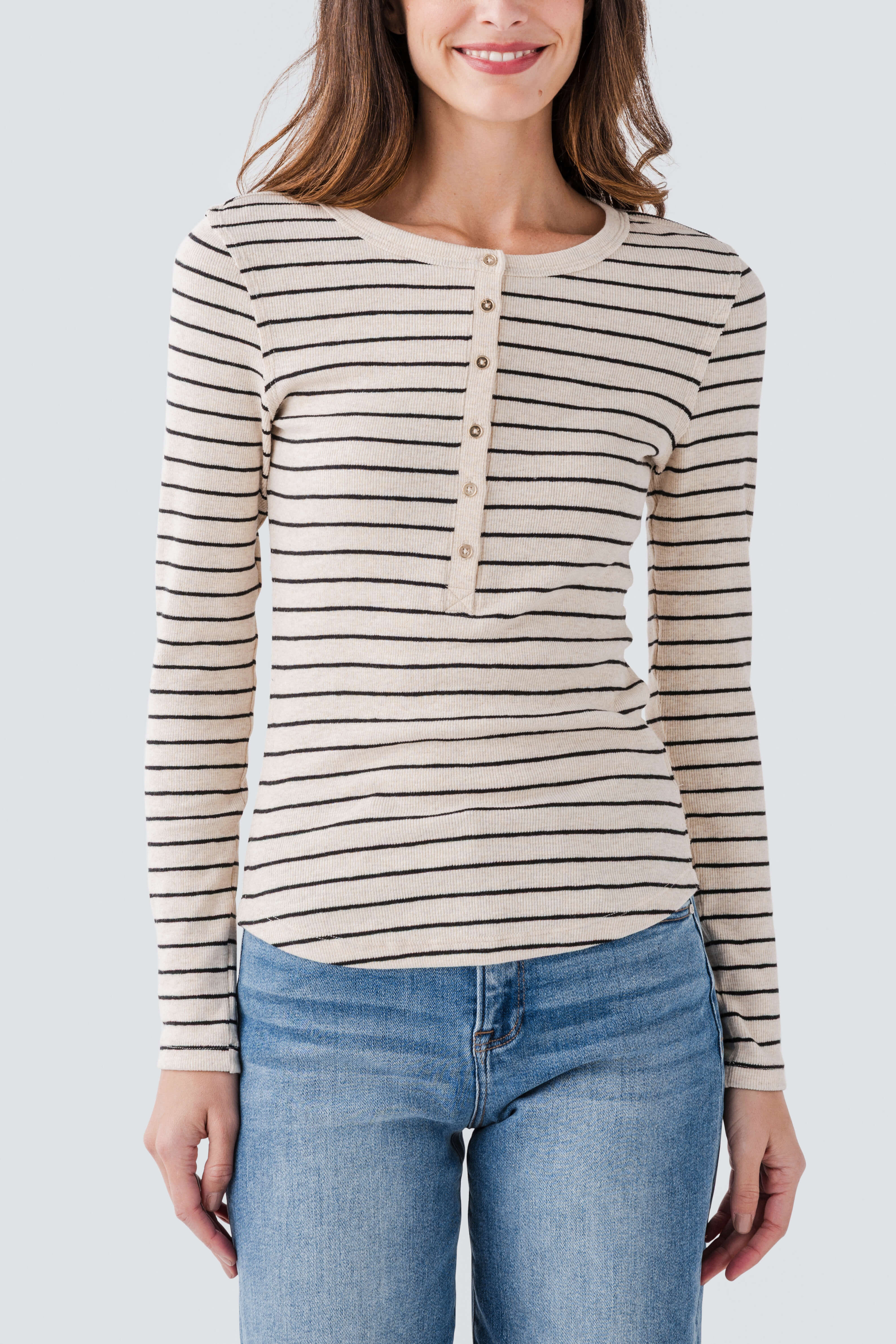 Z Supply Eve Stripe Henley Long Sleeve | Social Threads