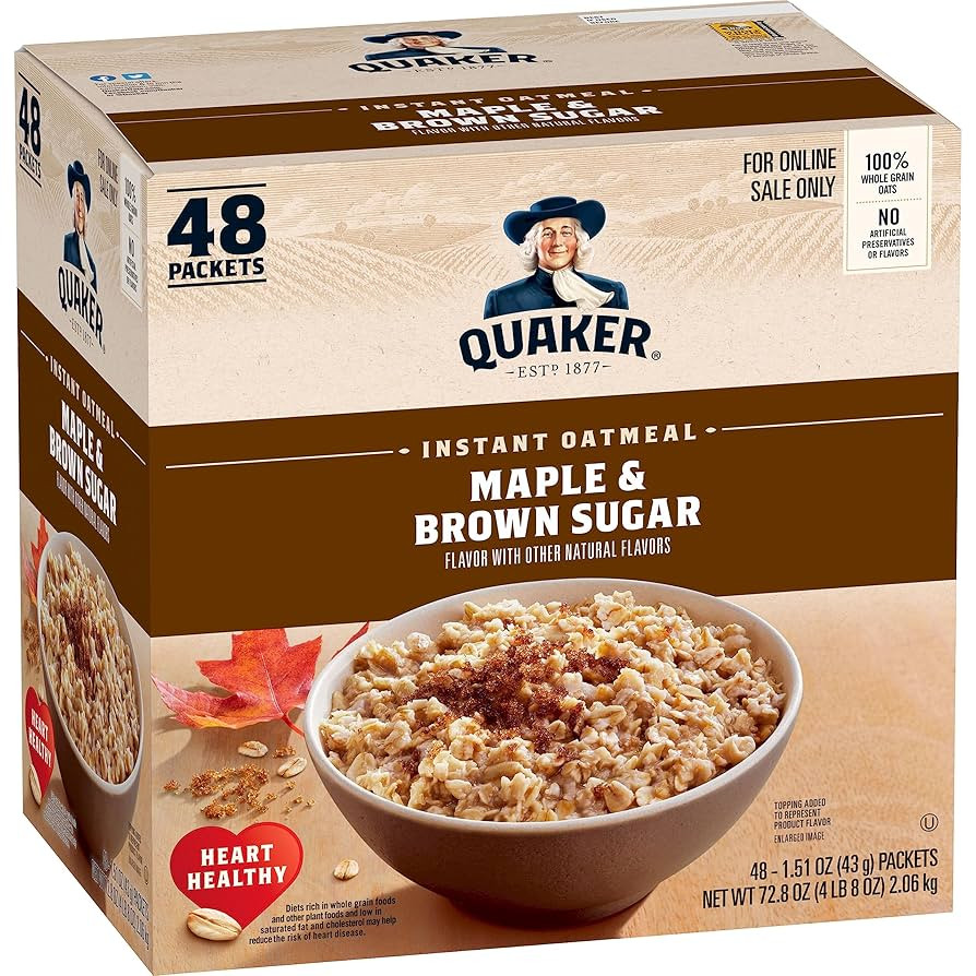 Quaker Instant Oatmeal, Maple & Brown Sugar, Individual Packets, 1.51 Ounce (Pack of 48) | Amazon (US)