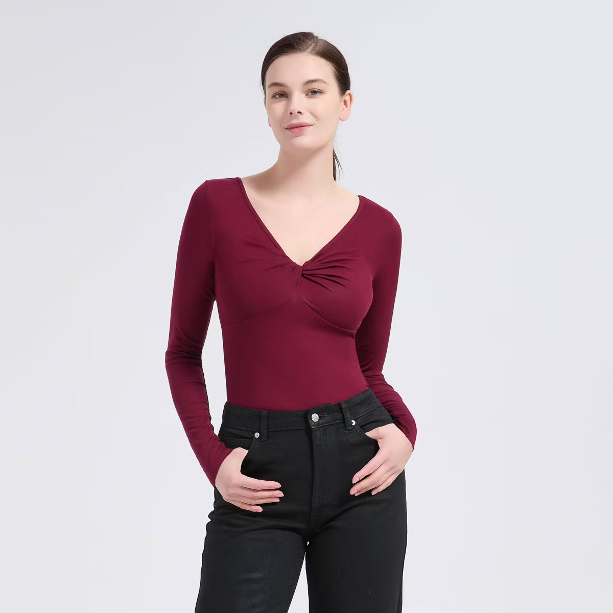 Women's Long Sleeve Twisted V-Neck Front Knit Top - A New Day™ | Target