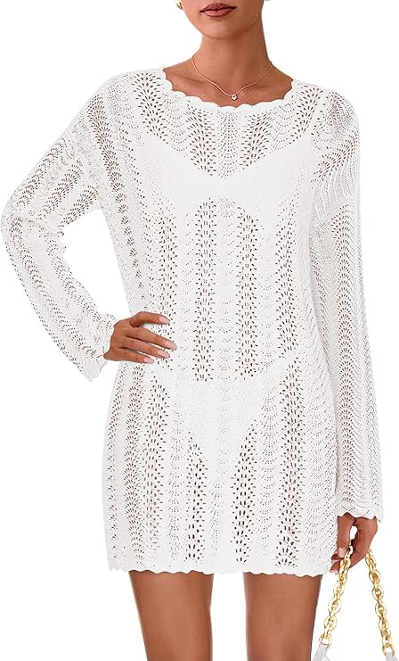 PRETTYGARDEN Women's Swimsuit Cover Up 2025 Summer Bathing Suit Swimwear Crochet Knit Dress Fashi... | Amazon (US)