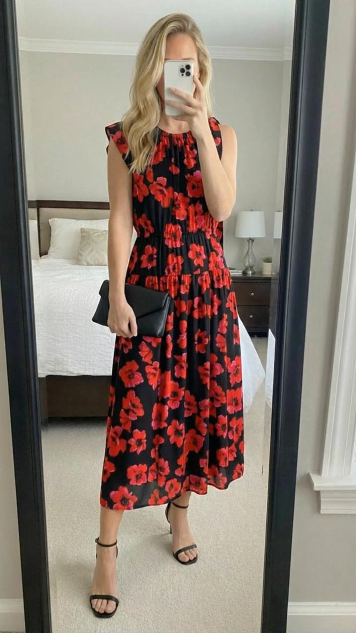 Banana Republic Factory find! 🌸❤️
This red floral Shirred-Neck Drop-Waist Midi Dress is absolutely gorgeous! The print, the silhouette, the details - everything about it is perfection!
What I love about this dress:
✨ Beautiful red floral print
✨ Flattering shirred neckline
✨ Drop waist creates lovely shape
✨ Flowy midi length
✨ Perfect for so many occasions
✨ Amazing quality for the price!
The shirred neck detail is so feminine and the drop waist is incredibly flattering. The midi length hits at just the right spot and the floral print is vibrant without being overwhelming!
This dress is perfect for:

Spring events
Wedding guest
Bridal showers
Easter
Garden parties
Date night
Vacation

Can style it with sandals for daytime or heels for evening events. Add a denim jacket for cooler weather or wear it on its own when it's warm!
Banana Republic Factory always has such great pieces at amazing prices. This dress is a total winner!
Shop this dress by following me in the LTK app 🛍️
#LTKfinds #LTKunder100 #bananarepublic #bananarepublicfactory #floraldress #redfloral #mididress #springdress #weddingguest #dressseason #summerdress #ootd #outfitinspo #affordablefashion #budgetfriendly #dresses #floralprint #springfashion #summerstyle #bridalshower 

 #LTKdayinmylife #LTKootd #LTKmomlife

#LTKstyletip